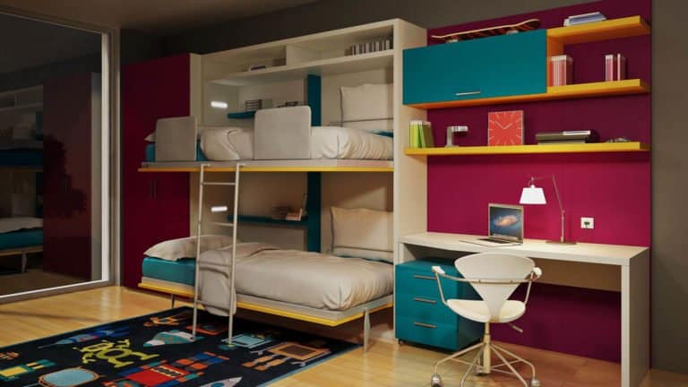 lits escamotables superposés enfants multicolore