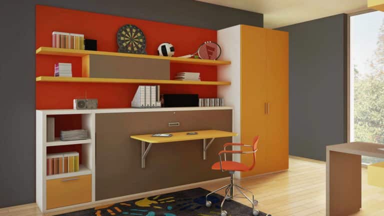 lit escamotable pour enfant et adolescent avec bureau repliable