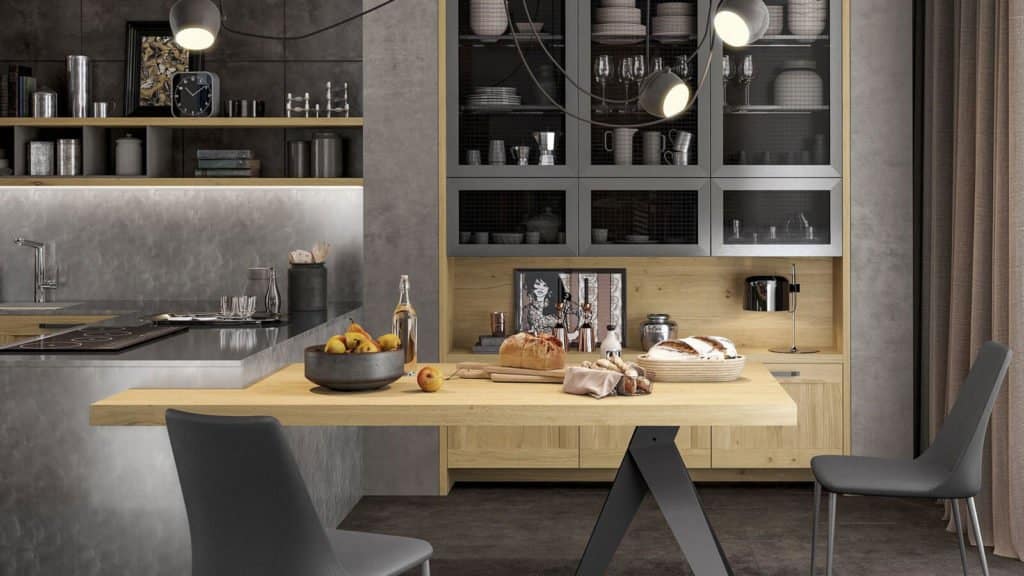 table de cuisine noire bois style industriel