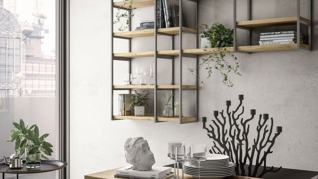 cuisine design style industriel rangements muraux