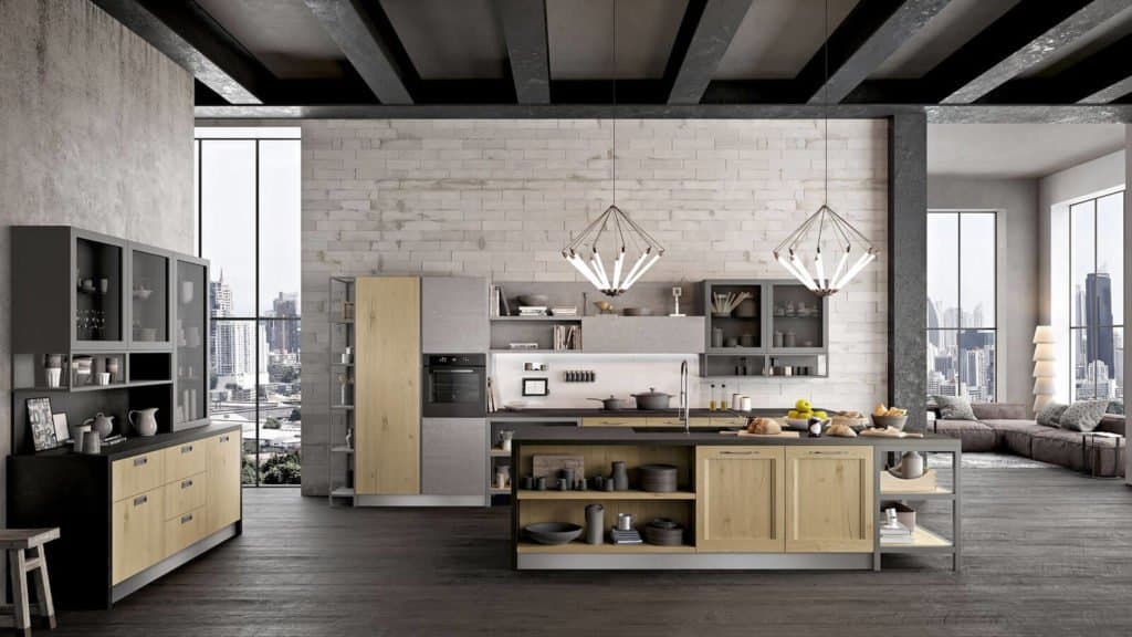 cuisine style industriel bois grise