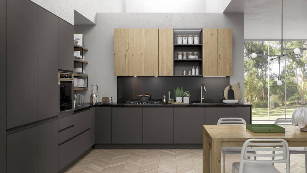 cuisine style industriel bois gris anthracite