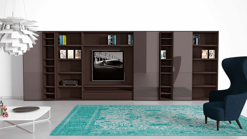 meuble tv bibliothèque marron