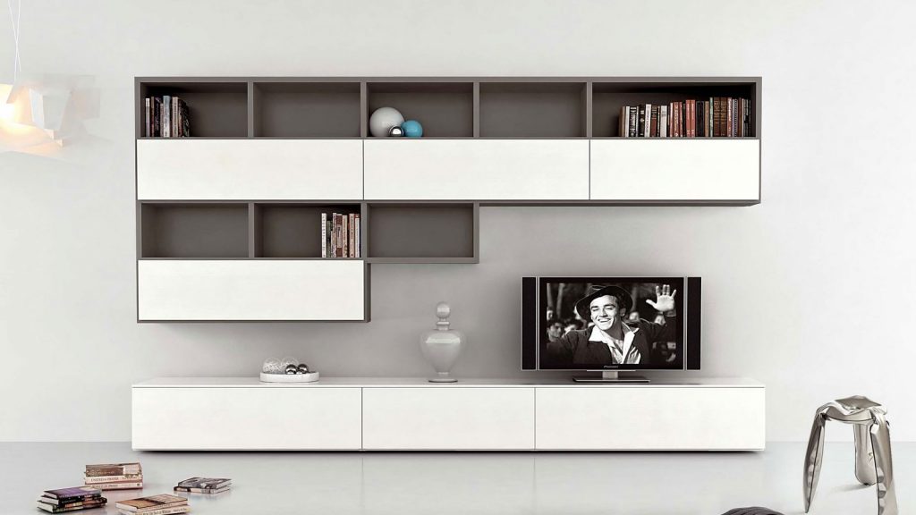 meuble tv design blanc gris geneve