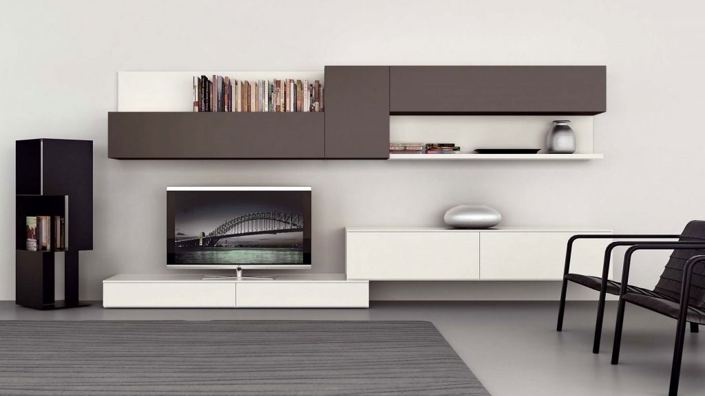 meuble tv design geneve blanc et taupe