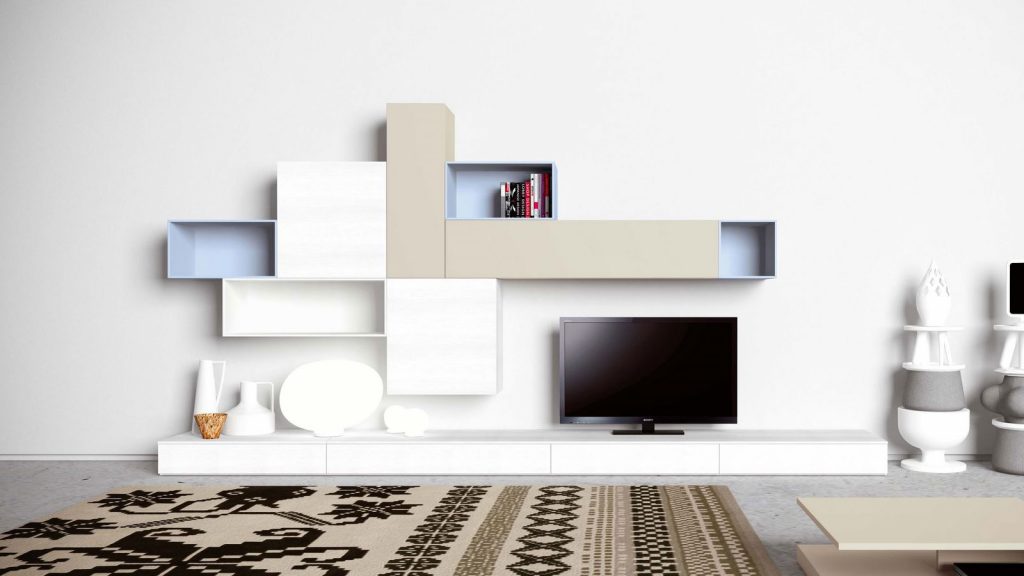 meuble tv design geneve bleu et blanc