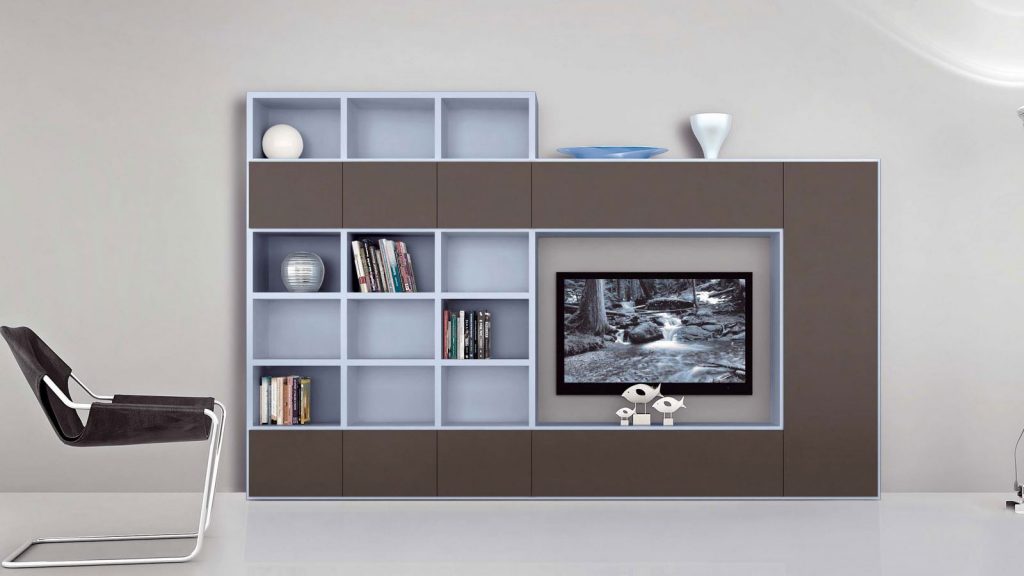 meuble tv design geneve bleu et marron