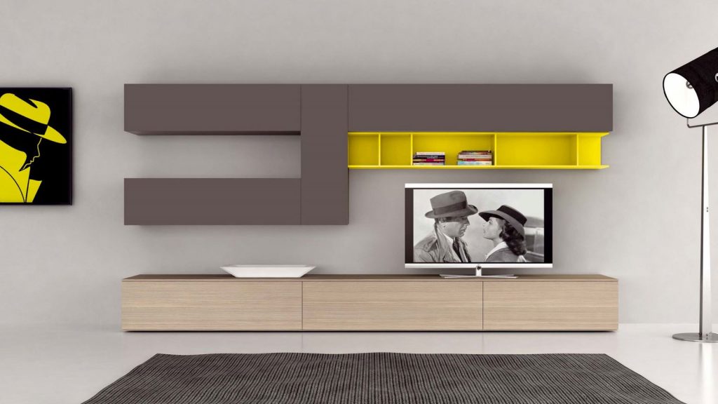 meuble tv design genève jaune
