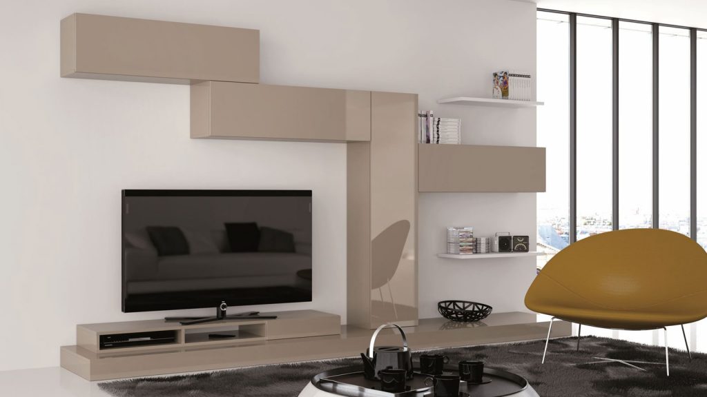 meuble tv design sur mesure taupe