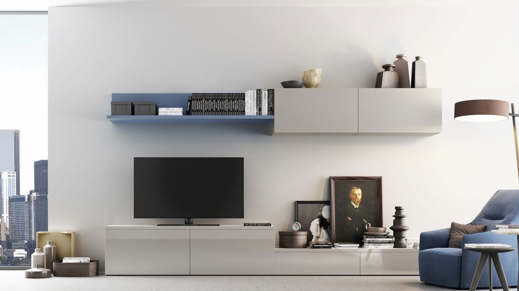 meuble tv design thonon bleu