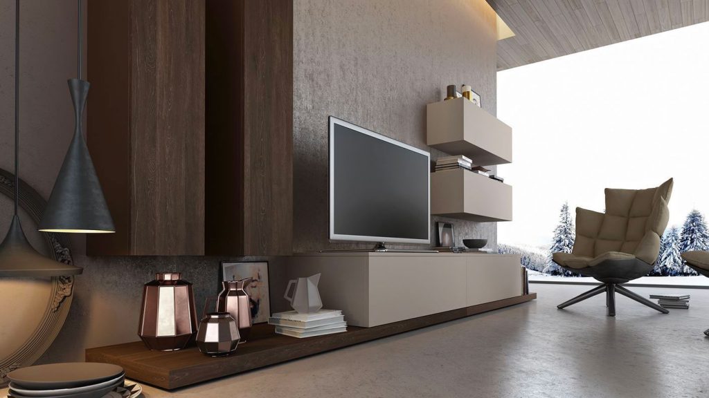 meuble tv design bois beige thonon