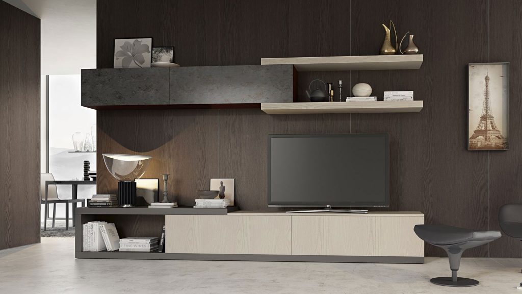 meuble tv design bois clair thonon