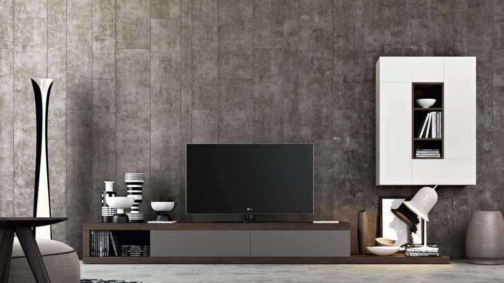meuble tv design thonon bois foncé