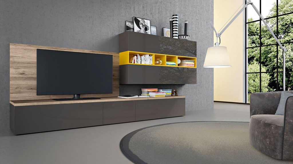 meuble tv design thonon jaune bois