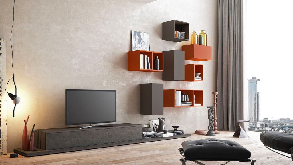 meuble tv design rouge thonon