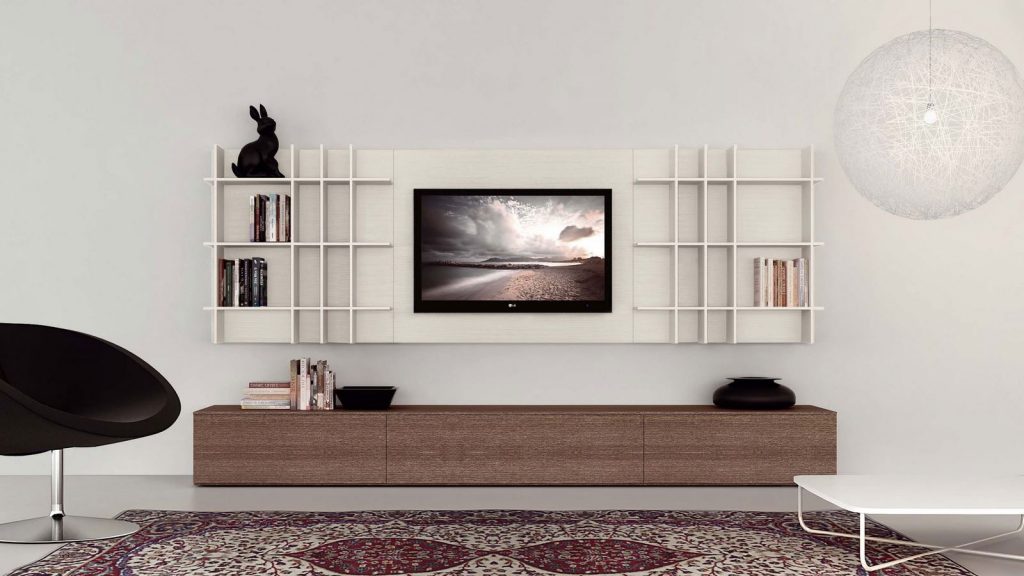 meuble tv mural chambéry blanc et bois