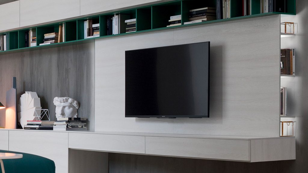 meuble tv suspendu vert et gris genève