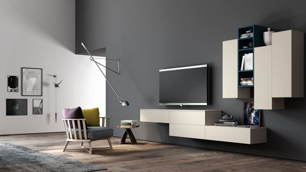 meuble tv beige suspendu