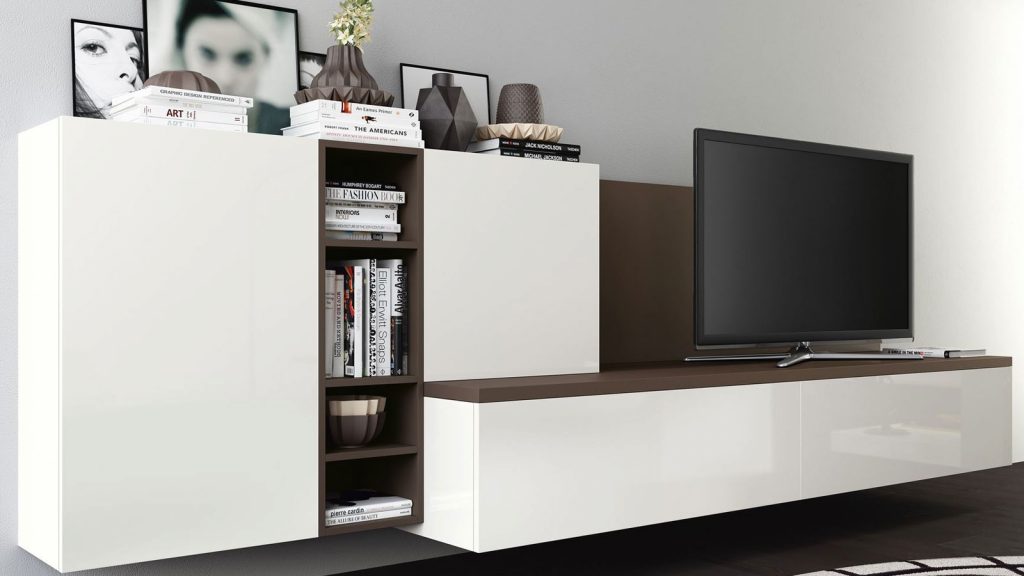 meuble tv blanc marron