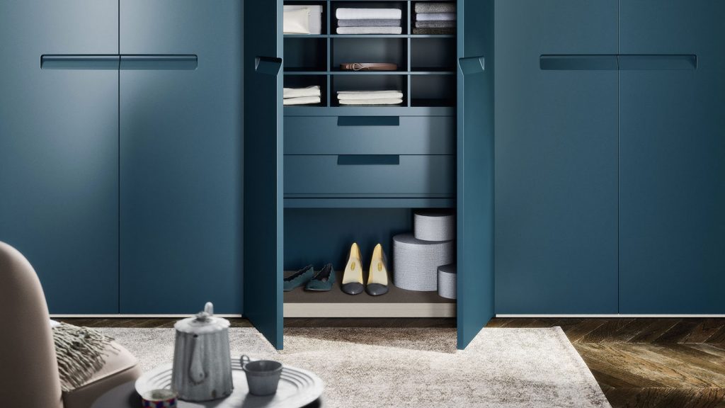 armoire portes battantes bleue