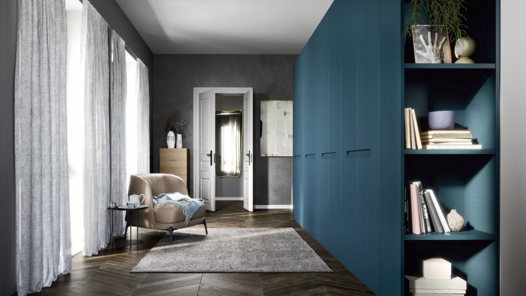 armoire portes battantes bleue