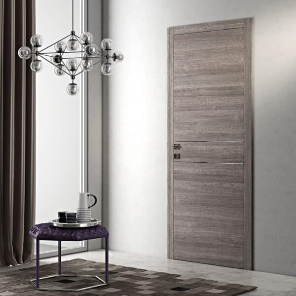 p20 - Bloc-porte DECO, Inserti Trio ruban, décor chêne cendré brossé