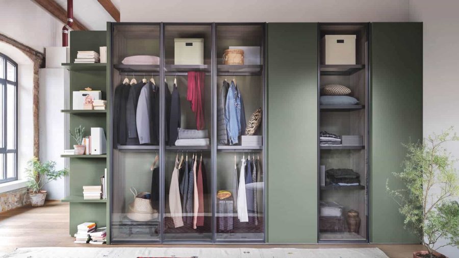 armoire-porte-transparente-verte armoire verte portes transparentes battantes